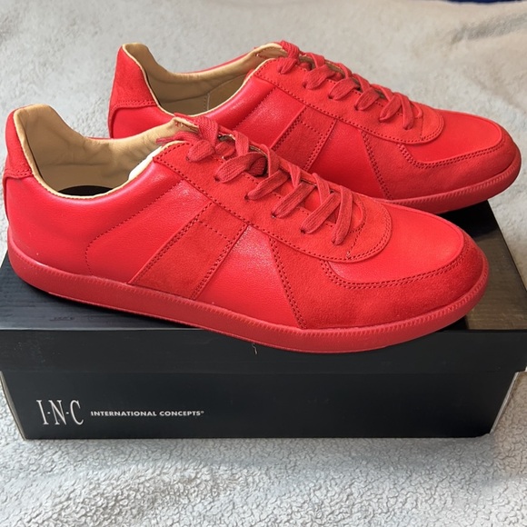INC International Concepts Mens Court Red Harlan Preppy Casual Sneakers - Picture 4 of 11